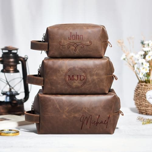 Sac de toilette en cuir personnalisé pour hommes, Kit Dopp Portable personnalisé, sac de rangement personnalisé Unique, cadeaux personnalisés pour la fête des pères cadeau de mariage pour garçons papa