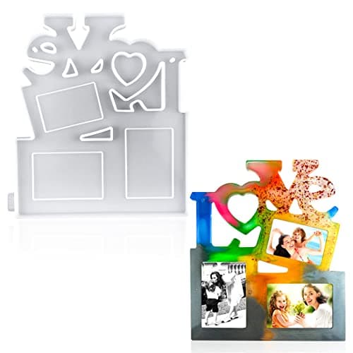 Voyyphixa DIY Moulle Resine Epoxy Cadre Photo Moule Silicone Rectangle Cadres Photo Love Moule de Coulée pour Saint Valentin, Cadeau d'amour De La Fête des Mères (Rectangle Photo Frame)