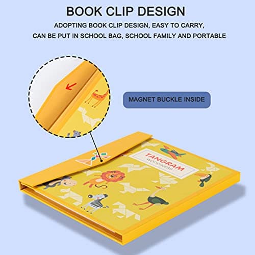 Puzzle De Jeux De Voyage,Puzzle De Jeu Tangram,Tangram en Bois magnétique Apprentissage des Formes et Couleurs,Jeu Éducatif De Construction Et d'Imagination Cadeau Cadeau de Noël Anniversaire