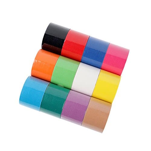 PHYTOP Bande Kinesiologie Tape 12 rouleaux Strap Kinesiologie en couleurs mélangées arc-en-ciel, K Tape pour le Sport, Support Musculaire et Articulaire