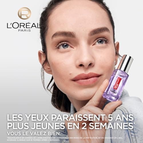 L'Oréal Paris - Sérum Contour des Yeux - Anti-Rides , Anti-Poches & Anti-Cernes - À l'Acide Hyaluronique Pur et à la Caféine - Embout Triple-Bille innovant - Revitalift Filler - 20 ml