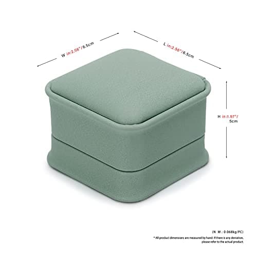 Oirlv Matcha Vert Pu Cuir Boîte à Bagues Boîte à Bijoux pour Mariage,Suggestion,Anniversaire,Saint Valentin,Centre Commercial Compteur Bijoux Présentoir
