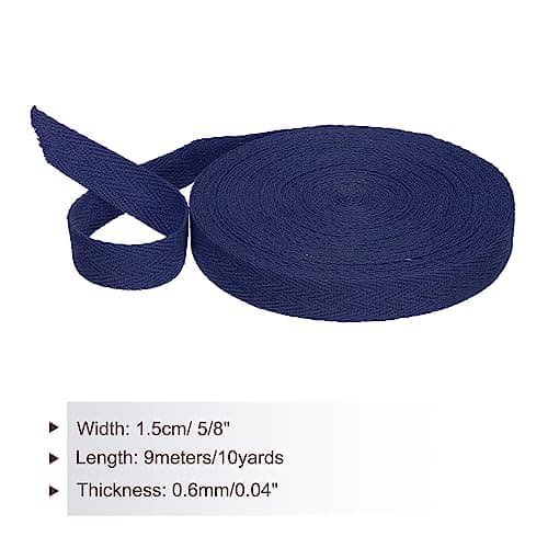 PATIKIL Sangle Sergé Coton 15mm(5/8") 9m(10 Yards) Coton Ruban Biais Lien Ruban Chevron Sangle Couture pour Couture Cadeau Emballage Artisanat DIY Marine Bleu