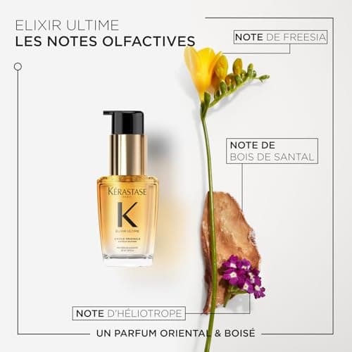 KÉRASTASE Elixir Ultime - L'Huile Originale - Huile Capillaire Nourrissante Multi-Usage - Soin Thermo-Protecteur Sans Rinçage - Huiles de Camélia, Marula & Argan - Tous Types de Cheveux - 30ml