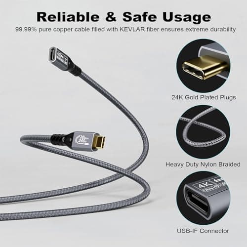 USB C 3.2 d'extension Câble,2PCS 20Gbps USBC 3.2 Gen2 Type-c Male to Female Extender Cable Ultra HD 4K@60Hz 240W Charging Data Transfer Compatible with External SSD (2, 2PCS Extension 20G 240W 0.25M)