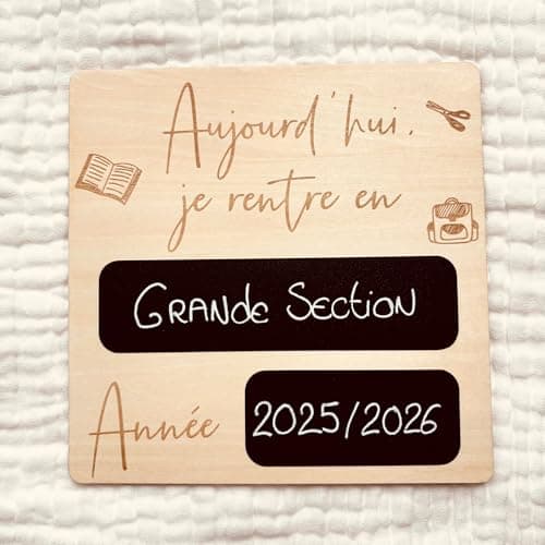 Pancarte/Panneau de rentrée scolaire personnalisée – en Bois et Ardoise pour immortaliser le premier jour d'école – Photo souvenir maternelle et primaire