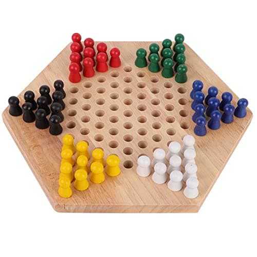 Drfeify Jeu de société de Dames Chinoises Enfants Classique Jeu de société éducatif en Bois Halma pour familles