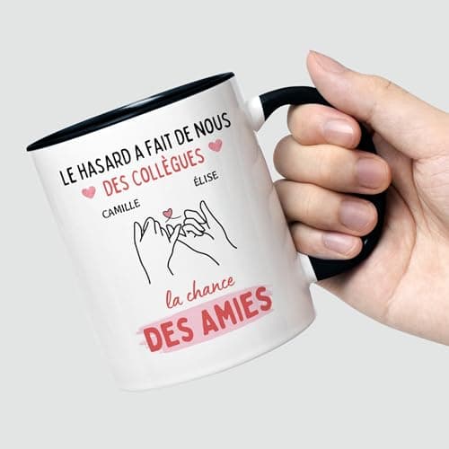 CADEAU PLUS Mug Personnalisé Prénom - Hasard Fait des Collègues Chance des Amies - Cadeau Pour Collègue, Cadeau Personnalisé Collegue, Mug Meilleure Collegue, Tasse Personnalisable Collegue