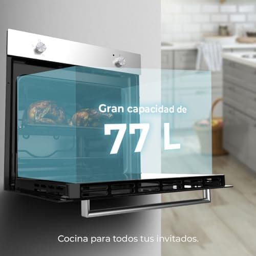 Cecotec Four Encastrable Bolero Hexa C126000 Inox A. 2800 W, capacité de 77 L, 4 fonctions, Steam Assist, Steam EasyClean, Cooling Fan, Triple Vitrage, Classe Énergétique A, Lumière intérieure.