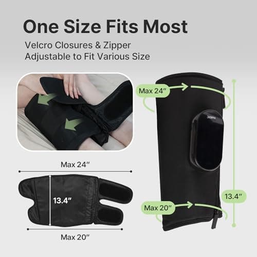 HubiCare Masseur de jambes et de mollets, masseur de compression avec 4 modes, 3 intensités, chaleur, vibration, rechargeable, taille réglable, adapté à la relaxation des jambes (paire)