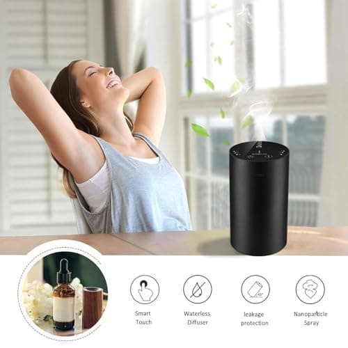 Gindecon Diffuseur sans eau pour huiles essentielles, rechargeable par USB et diffuseur d'huile portable pour voiture ou maison, chambre, bureau (noir)