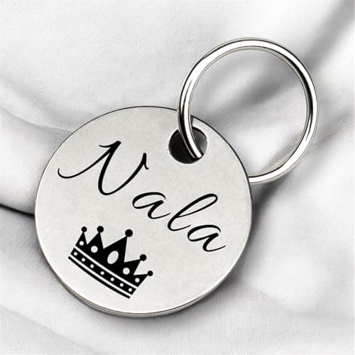 Médaille chien gravée personnalisée | nom, numéro de téléphone, écriture manuscrite, patte, cœur, les deux côtés | Étiquette de chien et chat en acier inoxydable de, pendentif nom, 23 mm