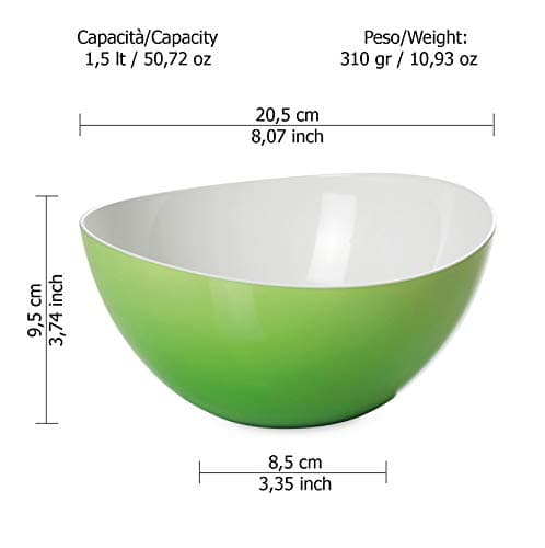 Omada Design Bol à salade ou à pâtes 20 cm, 1,5 L, en plastique incassable, empilable et va au lave-vaisselle, Ligne Trendy