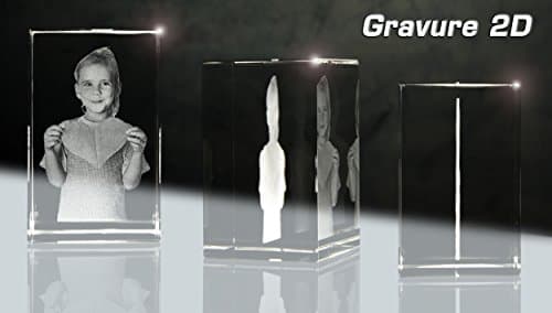 3Dglas Cœur en Verre avec Portrait des Photos de Ton Choix (2D) | Dimensions : 100 x 90 x 60 mm (Grande) | Forme : Cœur