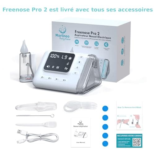 Aspirateur nasal électrique professionnel | Mouche-bébé | Mouche bebe electrique | Lavage nez | Hygiène de bébé | Aspire nez bebe | Ideal nettoyage petits | Accessoire soin bebes | Freenose Pro 2