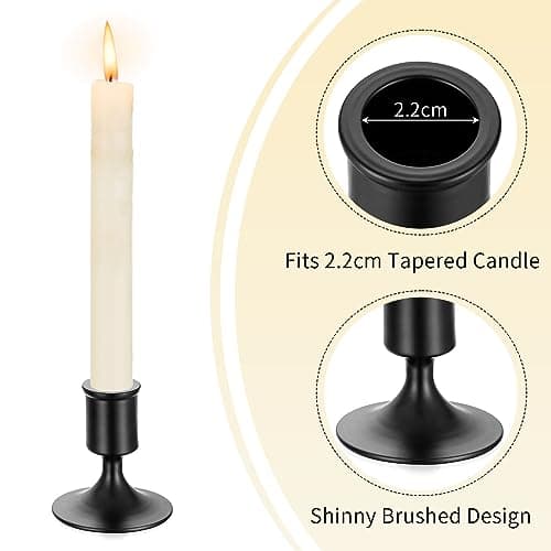 Romadedi Chandelier Bougeoir Noir Halloween - Lot de 12 Petite Bougeoirs Mariage Métal Décoratifs pour Bougies Chandelles Piliers Noel Decoration Maison L’Avent Centre de Table Moderne