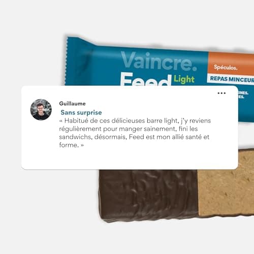 Barres-repas minceur Feed. Spéculos | 250kcal, faibles en sucre | Konjac, protéines, fibres & 25 vitamines et minéraux | Made in France, vegan & sans gluten | 6x70g