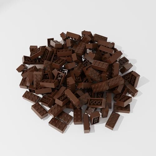 TTEHGB TOY Bloc de brique classique en vrac 2 x 4, 300 pièces marron brique de construction, compatible avec les pièces Lego et pièces 3001 (couleur: marron)