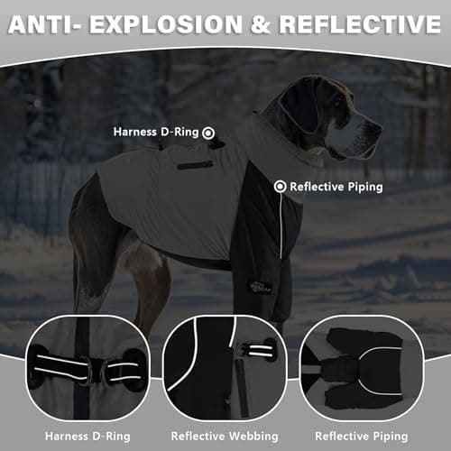 Manteau pour chien - Chaud - Imperméable - Coupe-vent - Matériau et doublure en cachemire - Manteau de pluie pour chien avec cordon réglable - Poche utilitaire - Manteau d'hiver pour chien avec