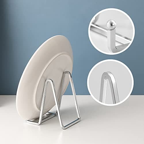 Chevalet Support Presentoir Porte Assiette - 4.5 Pouces Metal Support Assiette Decorative - Support Cadre Photo de Table - Présentoir de Fer pour Plaque | Livre Cuisine | Carte Postale | Art - argenté