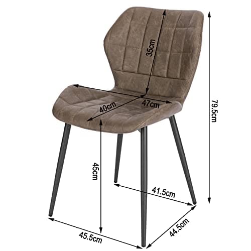WOLTU Lot de 4 Chaises Salle à Manger, Chaise Scandinave, Chaise de Cuisine, Chaise Salon, Assise Rembourrée, Chaise en Simili Cuir, Brun Foncé, Pieds en Métal, BH357dbr-4