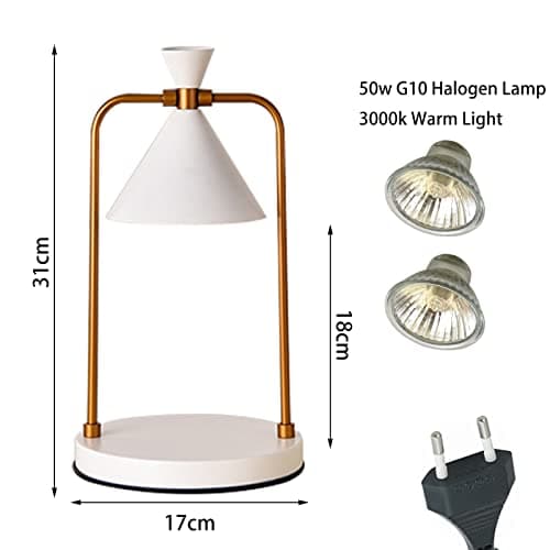 Lampe Chauffe Bougie Parfumée, Brûleur Cire Parfumée Électrique, Chauffe-Bougie Brûleur de Cire Rétro, Brûleurs à Huile Candle Warmer, Luminosité Réglable, avec Minuterie et 2 Ampoules Halogènes 50W