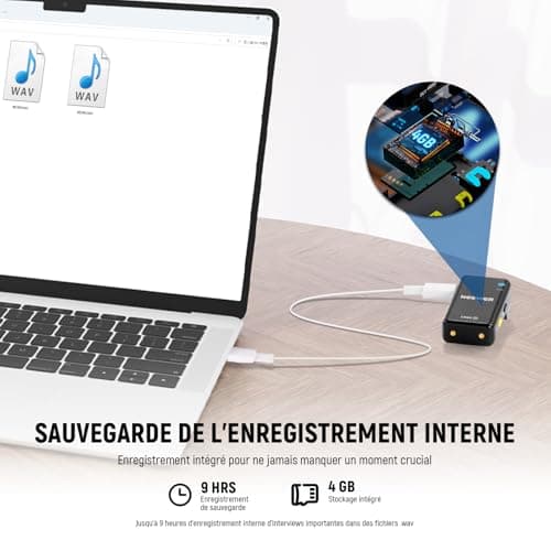 NEEWER CM28 Système de microphone cravate sans fil ,stockage de 4 Go pour 9 heures de 48 kHz 16 bits Micro cravate audio non compressé Compatible avec iPhone/Android/PC/appareil photo