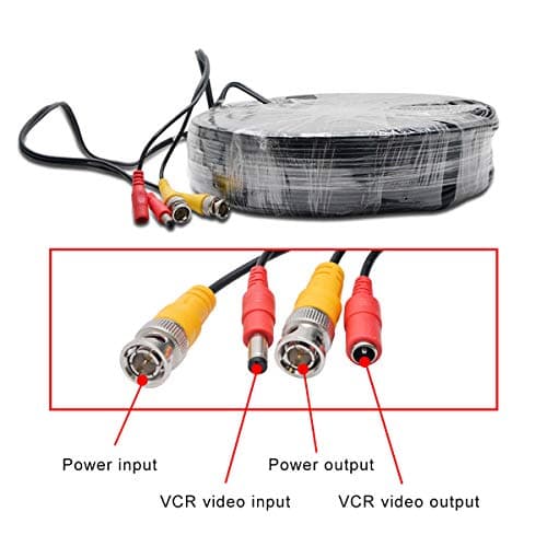 MASO Câble d'alimentation vidéo BNC 5 m RCA DC pour caméra de vidéosurveillance de voiture et enregistreur vidéo numérique