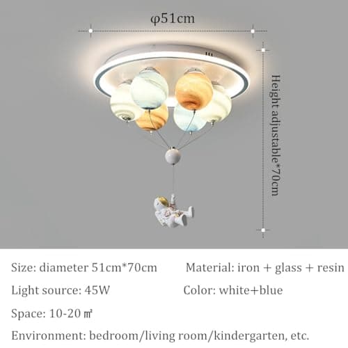 RuiRfh Plafonnier LED Astronaute de Dessin animé Lampe de Plafond intégré éclairage de Chambre créatif planète en Verre Lustre Chambre d'enfant Restaurant Maternelle Salle de Jouets Salle de Lecture