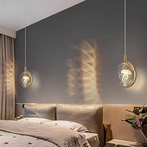 TTNAO Lustres Salon Cuisine Anneaux métalliques Avec K9 Boule de Cristal Moderne Lampe Suspendue Lustre Cristal Chambre Suspensions Lampe Chambre Couloir Salon Cuisine-(Méduses)