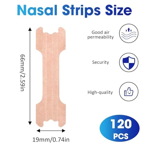 LYCTEIKI 120 Pièces nasal strips bandelette nasales, Dispositifs anti ronflement efficace puissant, ecarteur nasal taille large Patch Anti bandelette nasales pour une Meilleure Respiration