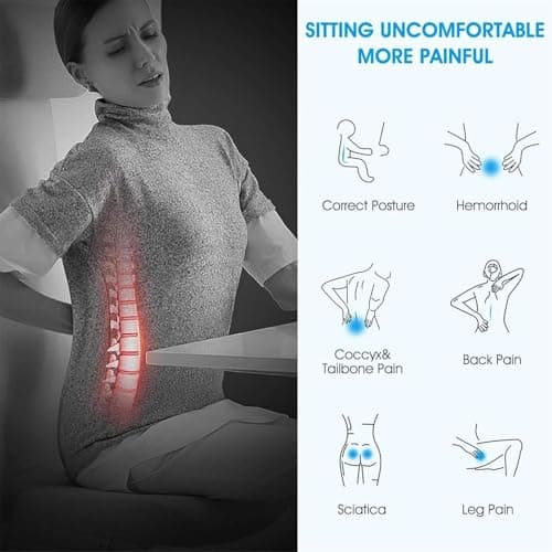 Feagar Coussin de Chaises en Mousse à Mémoire - Coussin Coccyx Ergonomique pour Siège Voiture Auto Conducteur Fauteil Bureau Fauteuil Roulant,Coussin Sciatique,Coussin d Assise,Noir | Soulagement Lombaire Pour Siège Auto Et Bureau. Housse Lavable, Soutien Posture Et Confort Longue Durée Au Quotidien.