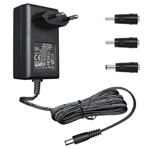 Adaptateur Secteur 12 V 2 A/2000 mA, AC 100-240 V 50/60 Hz vers DC 12 V 2 A 24 W, Chargeur Mural, Centre Positif, câble 1,8 m 20 AWG pour Une Utilisation Stable et Flexible, 3 Accessoires Inclus.