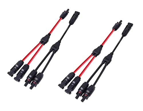 Dongge Connecteur solaire en Y - Adaptateur parallèle - Câble de panneau solaire - Répartiteur photovoltaïque - Prise en charge de 30 A - Câble rouge et noir - 2 jeux