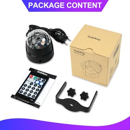 Gobikey Boule disco, rotation à 360° contrôlée par la musique avec télécommande et câble de 2 mètres, 15 couleurs RGBP boule a facette Convient pour la Réunion familiale Enfants Fête d'anniversaire