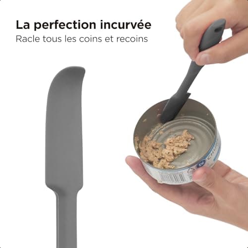 Kitchen Mama Silicone Jar & Can Spatula Set: Heat-Resistant, Dishwasher Safe, Ergonomic Grip, Perfect for Mixing, Scraping, Scooping, and Spreading, Nonstick Cookware, Platinum WaltzGrip (Metal Grey)