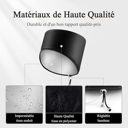Casque Chauffant Cheveux Vapeur Soin - Charlotte Chauffante pour Cheveux Crepus Afro Bouclés Bonnet Masque Capillaire Salon Hair Cap Spa Maison Proteine Coloration Sèche Cheveux (Noir de jais)