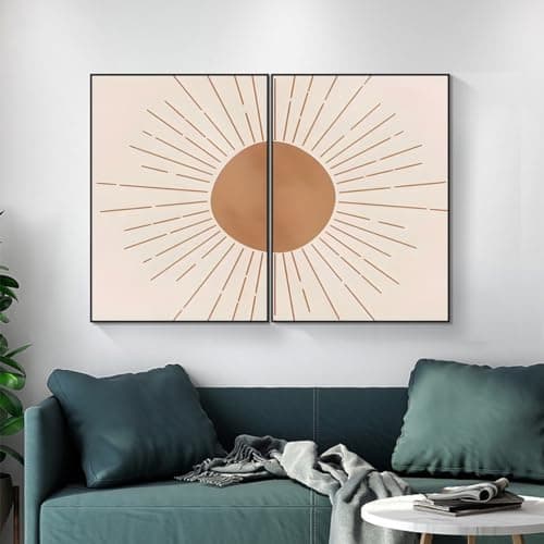 KXHHYB Lot de 2 posters aux lignes abstraites - Lignes abstraites - Motif soleil - Lignes géométriques - Décoration moderne pour salon et chambre à coucher - Sans cadre - B, 30 x 40 cm x 2