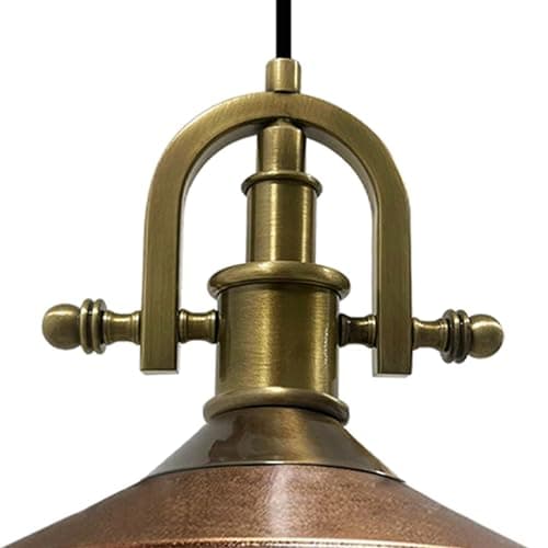 bamyum Asletl-Marine Lampe à Suspendre Industrielle, Abat-Jour de 41 cm, Lampes de Cuisine Modernes en Métal, Lampe à Suspendre E27 pour le Salon et la Salle à Manger, Couleur Cuivre