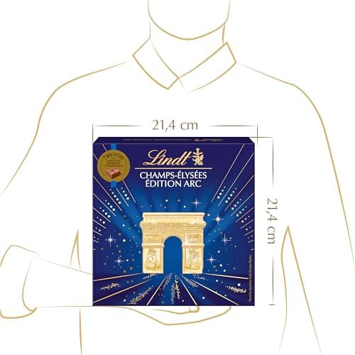 Lindt - Boîte CHAMPS-ÉLYSÉES Édition Arc Assorti - Assortiment de Chocolats au Lait, Noirs et Blancs - Pralinés, Croustillants et Onctueux - Idéal pour Noël, 231g
