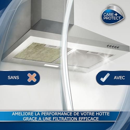 CARE + PROTECT Filtre pour Hotte Aspirante de Cuisine, Universel, Découpable, Anti-Graisse, Auto-Extinguible, Dimensions 47x97 cm, Capacité d'absorption 100 g/m2