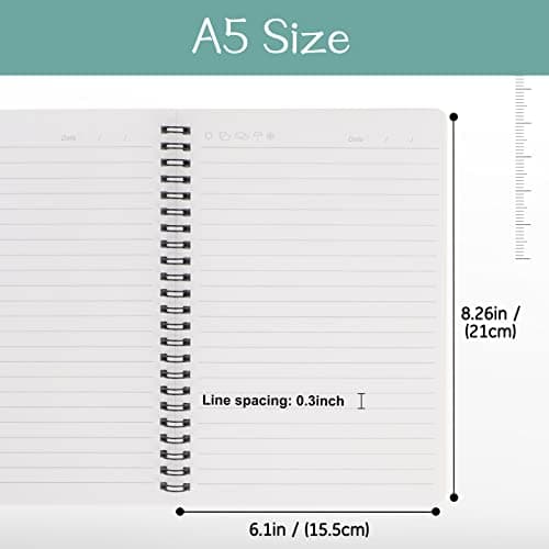 Toplive A5 Spiral notebooks, pack de 3 épais plastique Hardcover Liner A5, 80 pages / 160 pages Journal de notes d'étude et de réunion, fournitures scolaires de bureau (fleurs - bleu + rose + rouge)