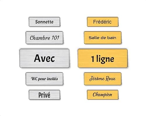Plaque boite aux lettres, étiquettes de porte personnalisables, enseigne autocollante nom personnaliser - avec 1 ligne - argent/or - Différentes tailles au choix - plaquette de sonnette -