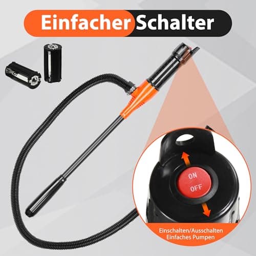 Pompe à essence électrique à piles - Pompe à siphon - Pompe à batterie - Pompe à bidon - Pompe d'aspiration automatique pour essence (orange)