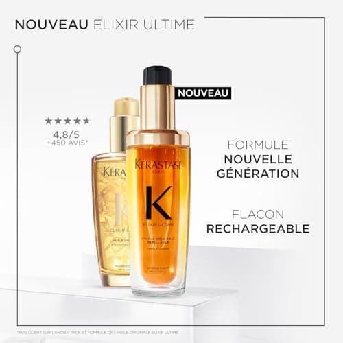 KÉRASTASE Elixir Ultime - L'Huile Originale - Huile Capillaire Nourrissante Multi-Usage - Soin Thermo-Protecteur Sans Rinçage - Huiles de Camélia, Marula & Argan - Tous Types de Cheveux - 30ml