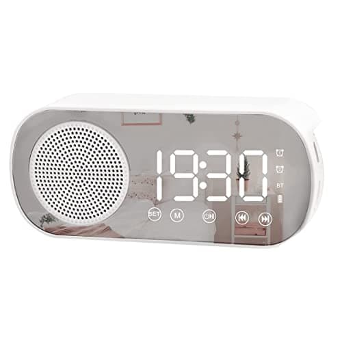 Beifenl Réveil numérique à LED avec radio FM et haut-parleur Bluetooth, 3 niveaux de luminosité et mode de gradation, horloge snooze pour décoration