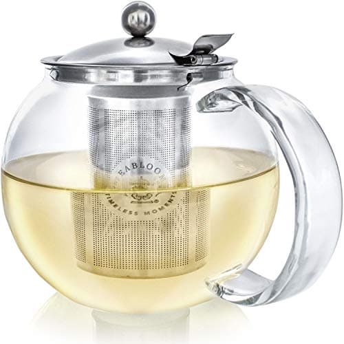 Théière Teabloom Classica - Théière en verre résistant à la chaleur - 1200 ml - Infuseur amovible en acier inoxydable Théière de 1,2 L