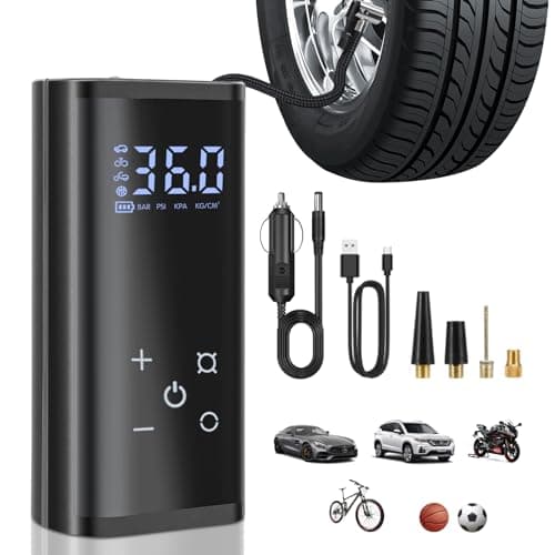 YUGUANG Gonfleur de Pneu Compresseur d'air Portable Pompe à air pour Voiture, 6000mAh Compresseur d'air électrique de Pompe à air sans Fil 150 PSI avec écran Tactile/éclairage pour Moto Auto Vélo.