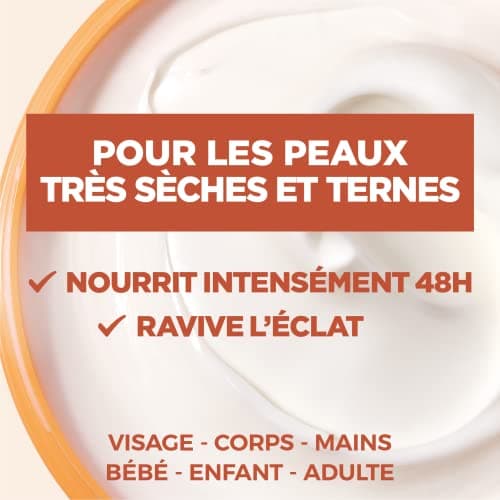 Mixa Intensif Peaux Sèches - La Crème des Peaux Très Sèches et Ternes - Multi Usages Visage, Corps, Mains, Pieds - Nourrit 48h et Ravive l'Éclat - Pénétration Rapide - Hypoallergénique - Pot 400 ml?