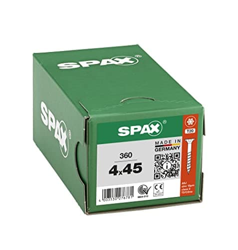 SPAX Vis universelle, 4 x 45 mm, 360 pièces, filetage partiel, tête fraisée, T-STAR plus T20, 4CUT, WIROX A9J - 8000000276781